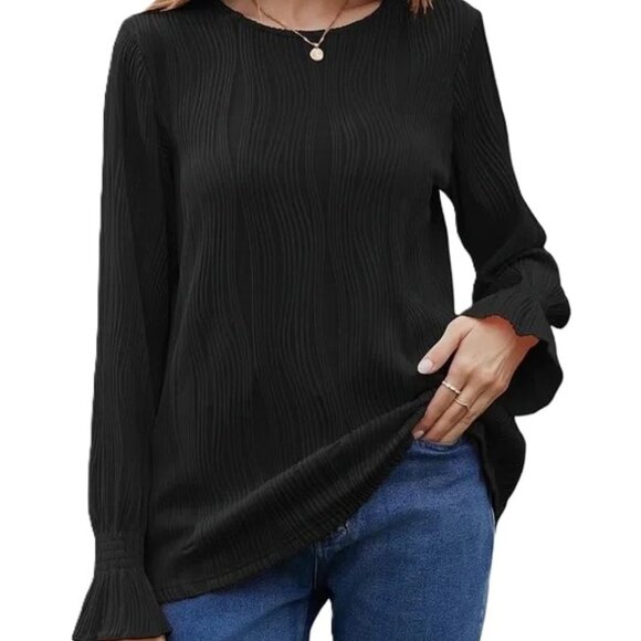 Amazon Women’s Long sleeve black Casual Blouse   - size Med - Picture 1 of 3